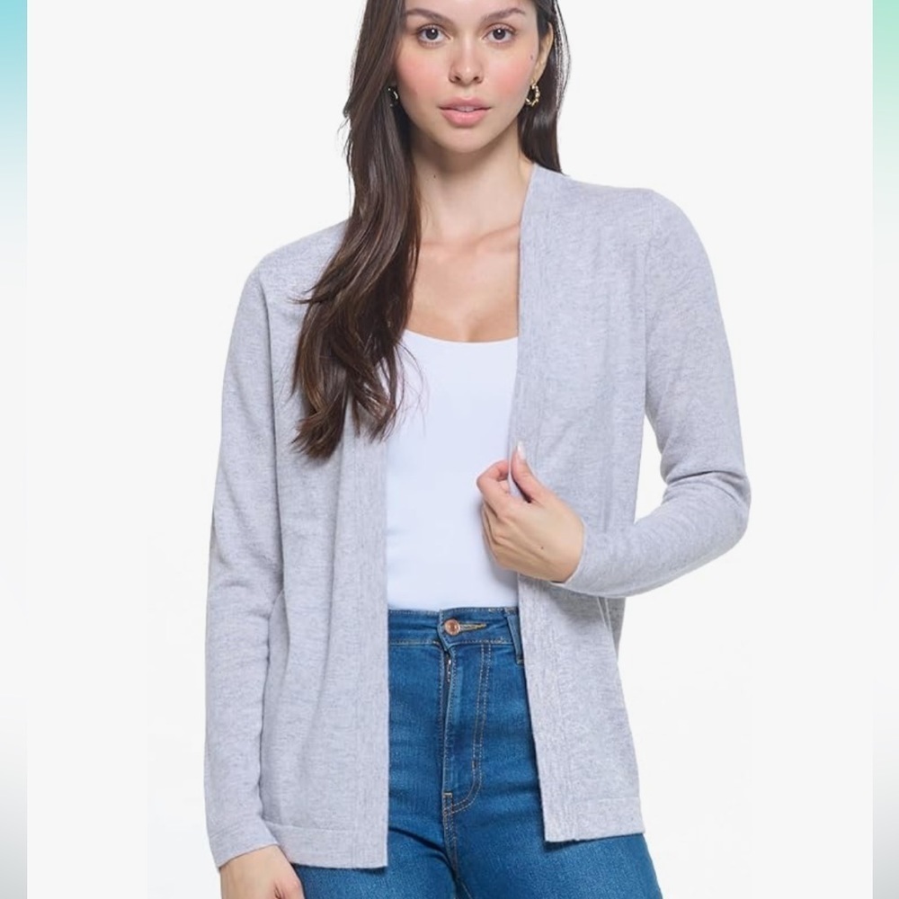 Mariyaab Women's 100% Fine Cashmere Soft Long Sleeve Cardigan Sweater Size S